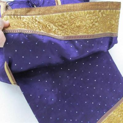 INDIAN SARI SAREE PURPLE & GOLD WITH SEQUINS BONUS TOP