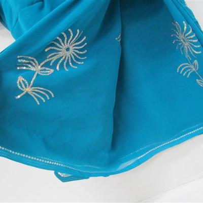 INDIAN SARI SAREE 2PC TURQUOISE AND SEQUIN BONUS TOP