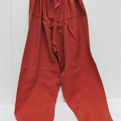 INDIAN SARI TUNIC WITH SCARF 3 PC RUST WITH IVORY TRIM BONUS PANTS