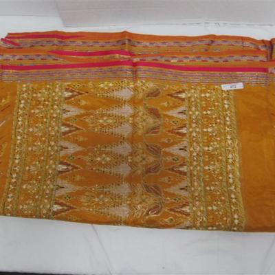INDIAN SARI SAREE FABRIC MUSTARD & HOT PINK BONUS TOP