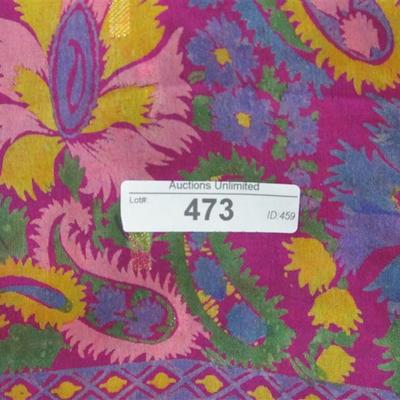 INDIAN SARI SAREE FABRIC FUCHSIA & GREEN