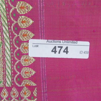 INDIAN SARI SAREE FABRIC GOLD & FUCHSIA