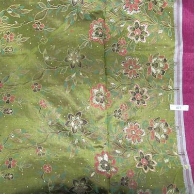 INDIAN SARI SAREE FABRIC MAROON & OLIVE