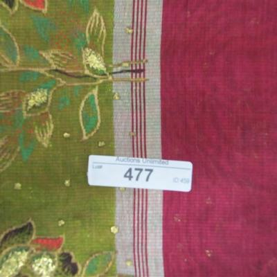 INDIAN SARI SAREE FABRIC MAROON & OLIVE