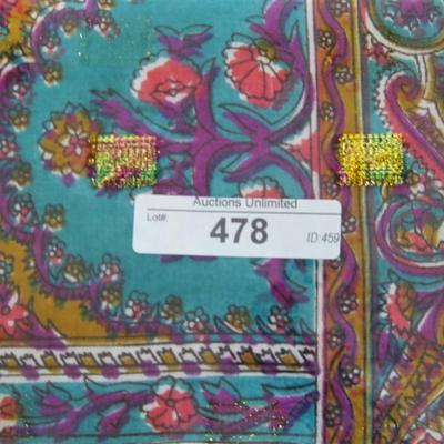 INDIAN SARI SAREE FABRIC WHITE & TEAL & PURPLE