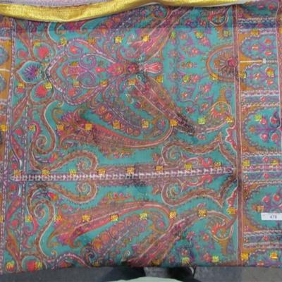 INDIAN SARI SAREE FABRIC WHITE & TEAL & PURPLE