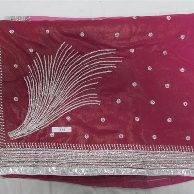 INDIAN SARI SAREE FABRIC FUCHSIA