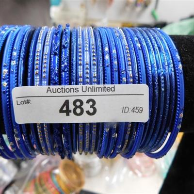 483 LOT OF 27 BLUE BANGLE BRACELETS