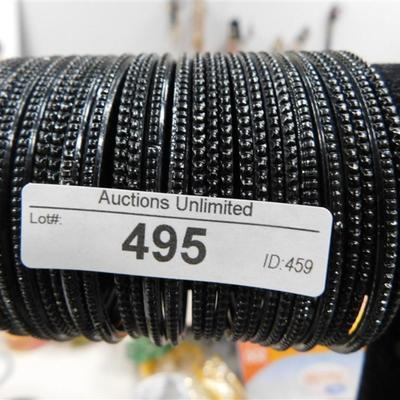 495 LOT OF 26 BLACK BANGLE BRACELETS