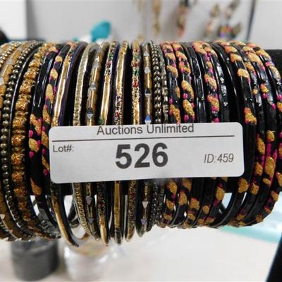 526 LOT OF 27 BLACK & MIX BANGLE BRACELETS