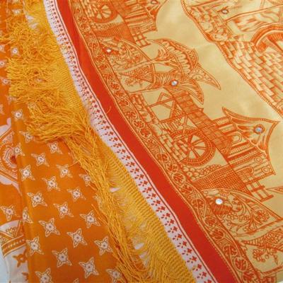 INDIAN SARI SAREE FABRIC ORANGE & YELLOW