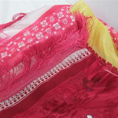 INDIAN SARI SAREE FABRIC PINK & GOLD
