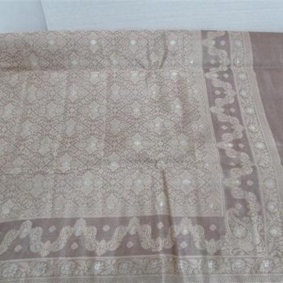 INDIAN SARI SAREE FABRIC TAUPE & BEIGE