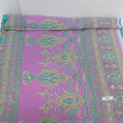 INDIAN SARI SAREE FABRIC TEAL & LAVENDER