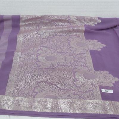 INDIAN SARI SAREE FABRIC LAVANDER & SILVER
