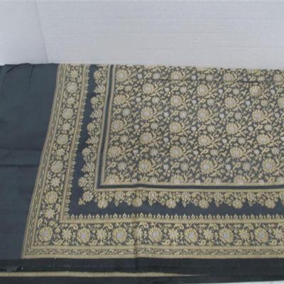 INDIAN SARI SAREE SLATE GRAY & GOLD