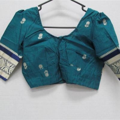 INDIAN SARI SAREE TURQUOISE & INDIGO BONUS w/2 TOPS