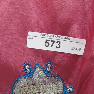 INDIAN SARI SAREE 3 PC. ROSE & ORANGE WITH RHINESTONES & SEQUINS SCARF TOP SKIRT