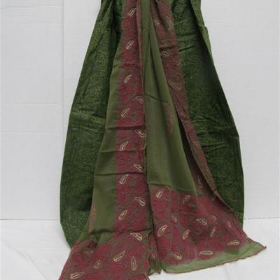 INDIAN TUNIC 3 PC. GREEN & POMEGRANITE TUNIC SCARF PANTS