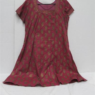 INDIAN TUNIC 3 PC. GREEN & POMEGRANITE TUNIC SCARF PANTS