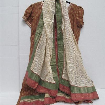 INDIAN TUNIC 3 PC. CREAM, OLIVE & ROSE TUNIC SCARF PANTS