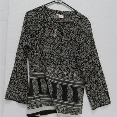 INDIAN TUNIC BLACK WITH CREAM