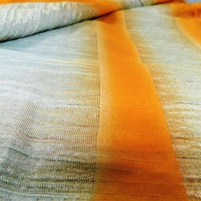 INDIAN SARI SAREE FABRIC BLUE AND ORANGE