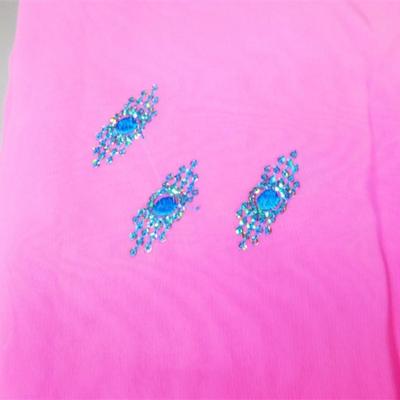 INDIAN SARI SAREE FABRIC PINK AND TEAL WITH SILVER SEQUINS