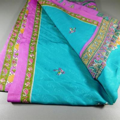 INDIAN SARI SAREE FABRIC LAVENDER AND TEAL