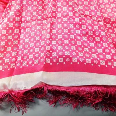 INDIAN SARI SAREE FABRIC DARK PINK AND TAN WITH SMALL MIRRORS