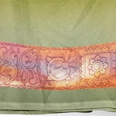 INDIAN SARI SAREE FABRIC GREEN AND BROWN WITH FLORAL DESIGN
