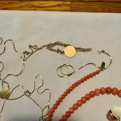 Gold Chains w Coral Necklace