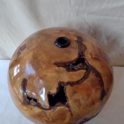 Large, Hand Crafted, Turned Wood Vase by Bobby Phillips- Willow Burl and Ebony (#1)