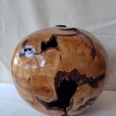 Large, Hand Crafted, Turned Wood Vase by Bobby Phillips- Willow Burl and Ebony (#1)