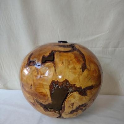Large, Hand Crafted, Turned Wood Vase by Bobby Phillips- Willow Burl and Ebony (#1)