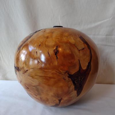 Large, Hand Crafted, Turned Wood Vase by Bobby Phillips- Willow Burl and Ebony (#1)