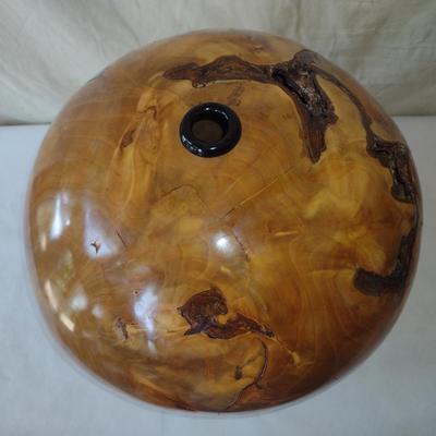 Large, Hand Crafted, Turned Wood Vase by Bobby Phillips- Willow Burl and Ebony (#1)