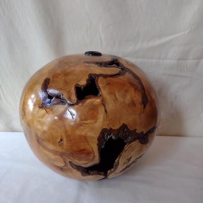Large, Hand Crafted, Turned Wood Vase by Bobby Phillips- Willow Burl and Ebony (#1)