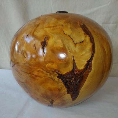 Large, Hand Crafted, Turned Wood Vase by Bobby Phillips- Willow Burl and Ebony (#1)