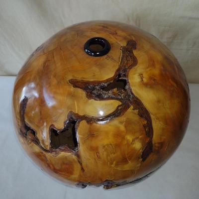 Large, Hand Crafted, Turned Wood Vase by Bobby Phillips- Willow Burl and Ebony (#1)