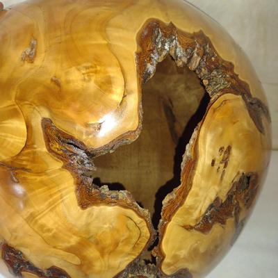 Large, Hand Crafted, Turned Wood Vase by Bobby Phillips- Willow Burl and Ebony (#1)