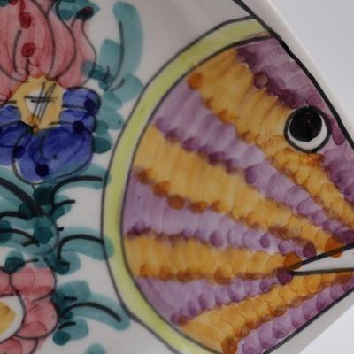 Hand Painted Ceramic Fish Plate, Marked Skyros & Signed