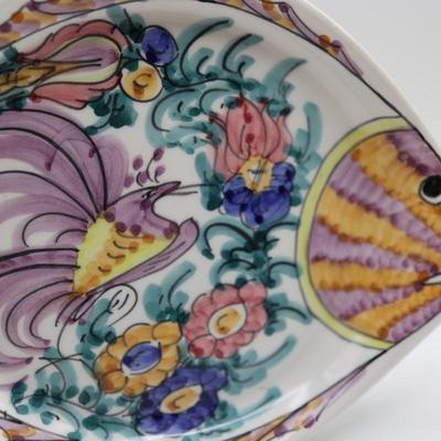 Hand Painted Ceramic Fish Plate, Marked Skyros & Signed