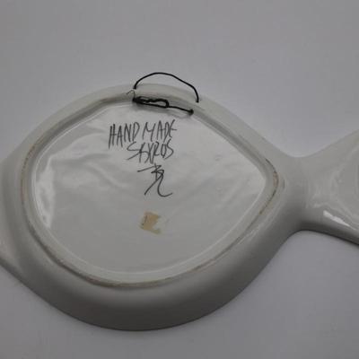 Hand Painted Ceramic Fish Plate, Marked Skyros & Signed