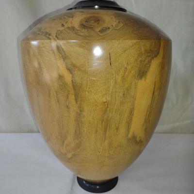Large, Hand Crafted, Turned Wood Vase by Bobby Phillips- Spalted Maple and Ebony (#2)