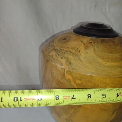 Large, Hand Crafted, Turned Wood Vase by Bobby Phillips- Spalted Maple and Ebony (#2)