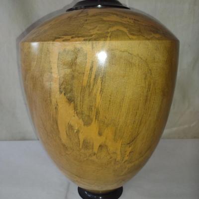 Large, Hand Crafted, Turned Wood Vase by Bobby Phillips- Spalted Maple and Ebony (#2)
