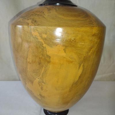 Large, Hand Crafted, Turned Wood Vase by Bobby Phillips- Spalted Maple and Ebony (#2)