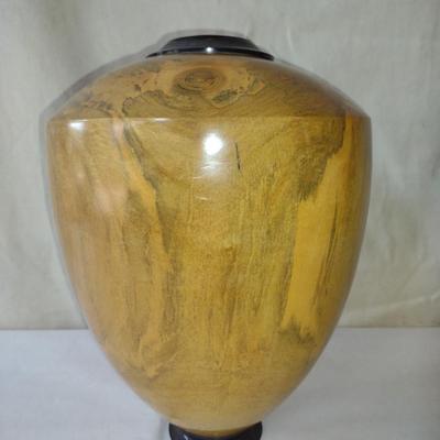 Large, Hand Crafted, Turned Wood Vase by Bobby Phillips- Spalted Maple and Ebony (#2)