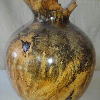 Large, Hand Crafted, Turned Wood Vase by Bobby Phillips- Buckeye Burl (#3).